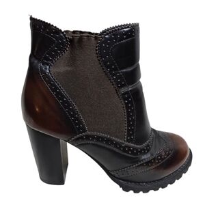 Bella Marie Brown Vintage Oxford Heeled Ankle Boots